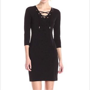 Calvin Klein lace up purple sweater dress